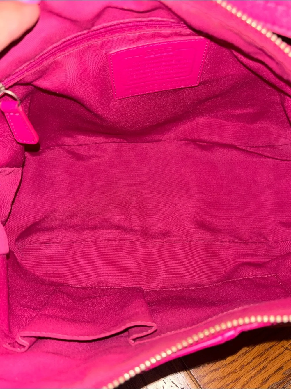 Coach F23241 Pink Perforated Leather Convertible Hobo Crossbody Bag